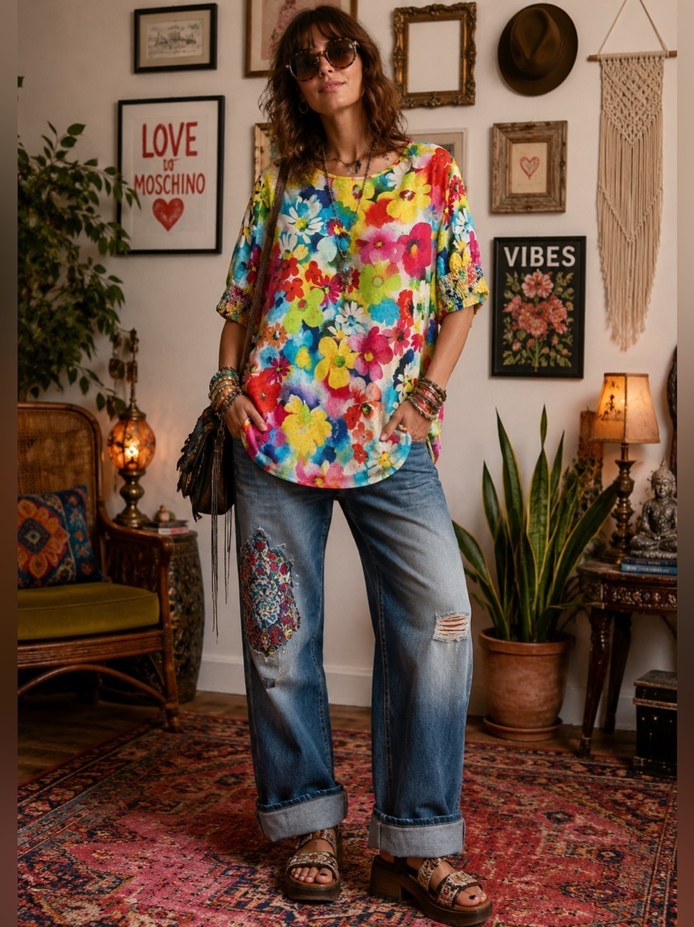 Love Moschino Floral Printed Blouse L